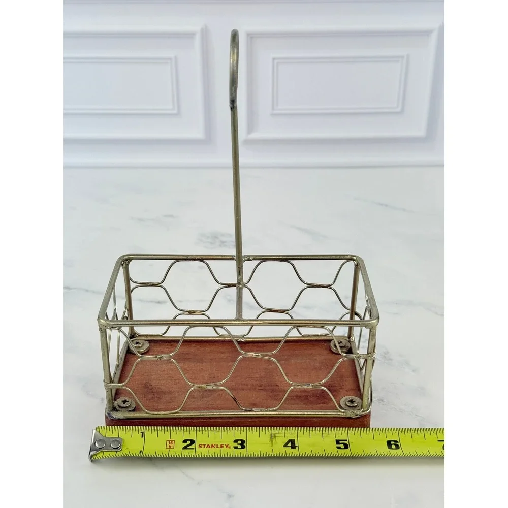 Gold Wire Spice Salt Pepper 2-Compartments Condiment Caddy 5